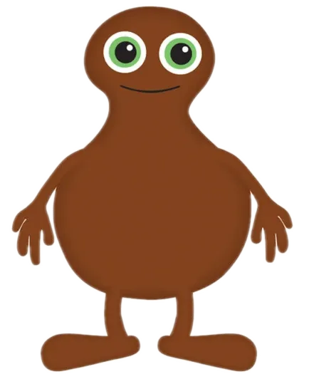 Babba från Babblarna är den bruna figuren och gillar att prata, läsa och diskutera saker med andra.