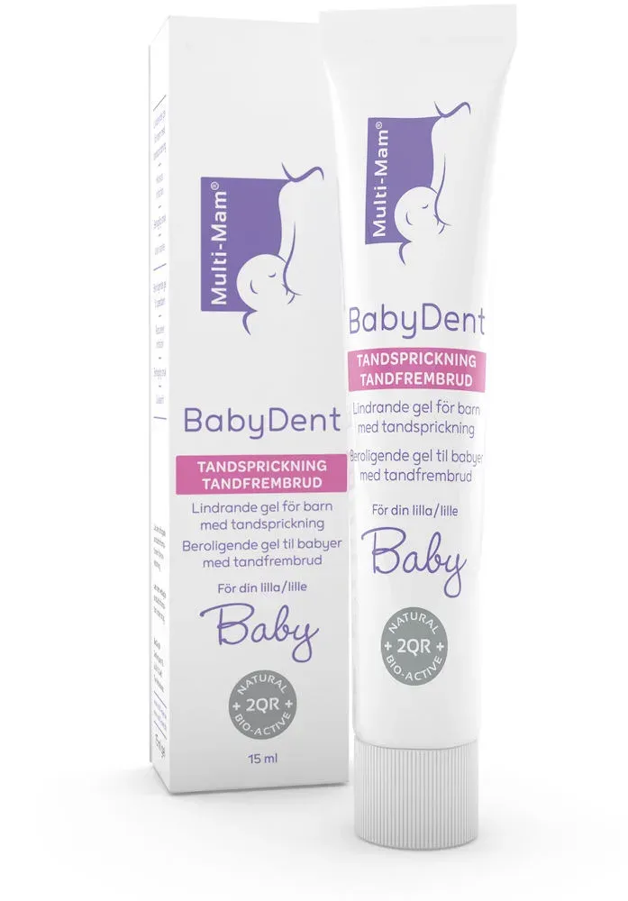 BabyDent tandsprickning gel är lindrande för barnet när man får sina första tänder. Stryk på gelen på tandköttet och det agerar skyddande.