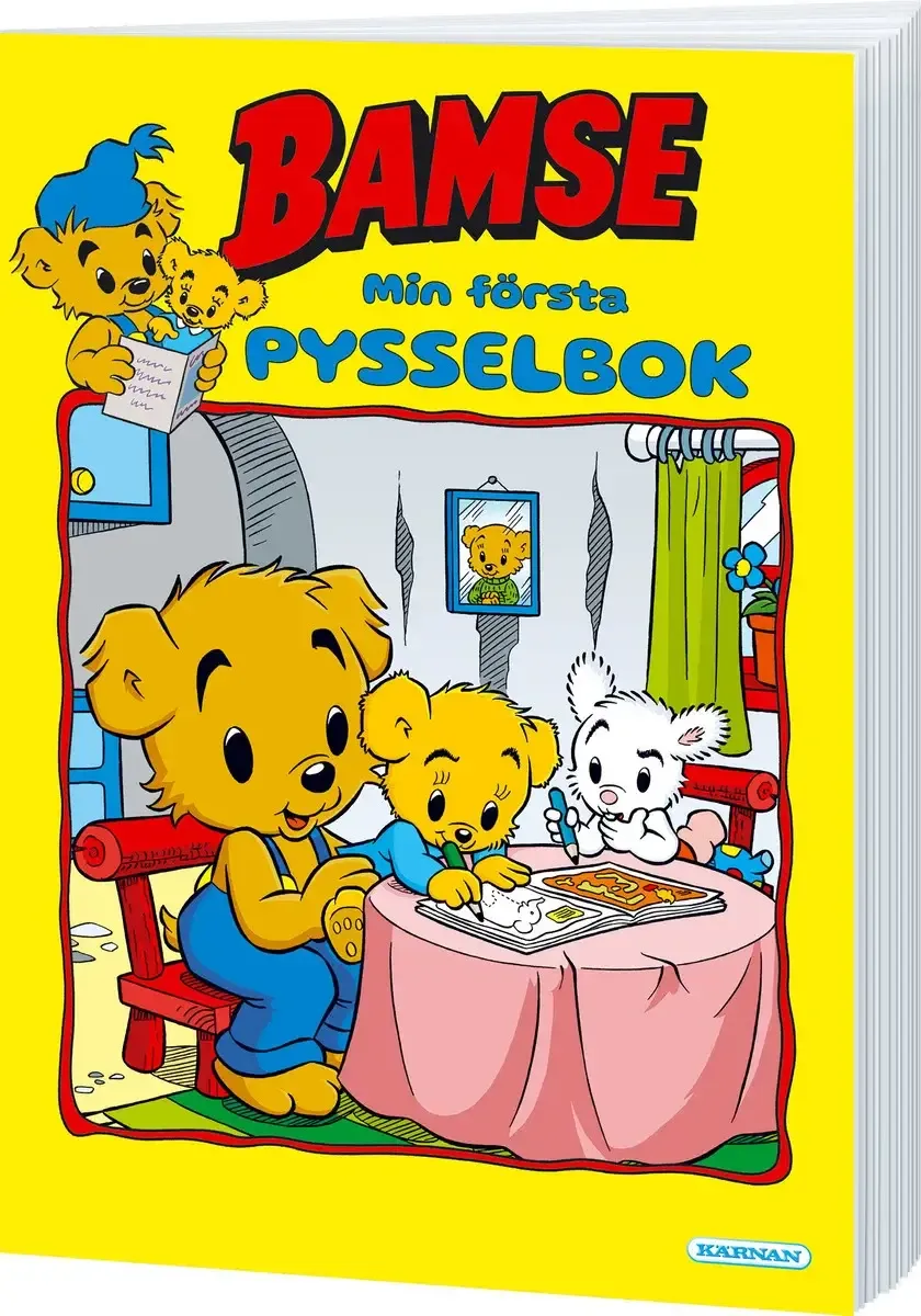 Bamses Min Första Pysselbok är en kul bok för små barn att pyssla i.
