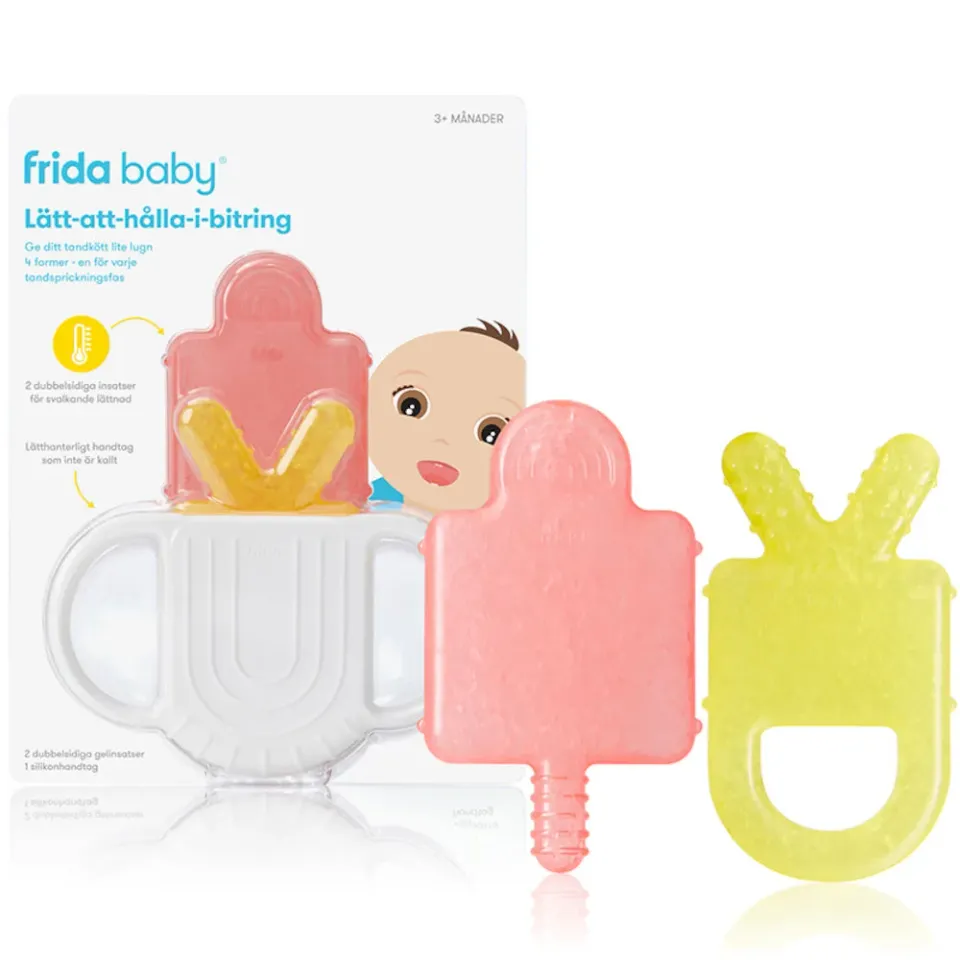 Frida Baby bitring lindrar och kyler vid tandsprickning, bra om bebisen har värk och är irriterad.