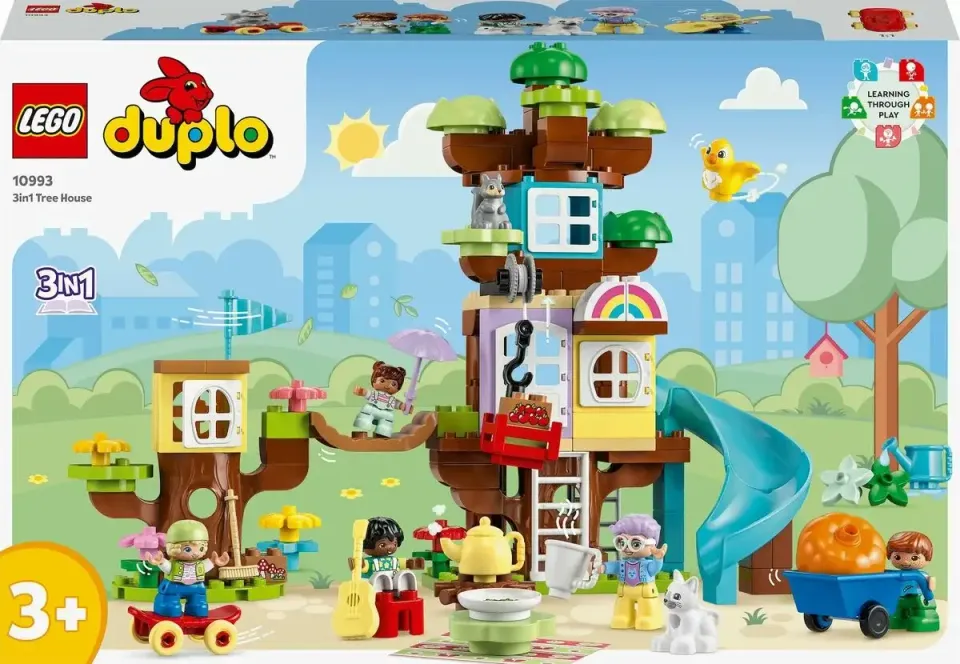 LEGO Duplo Town 10993 3-i-1 Trädkoja passar perfekt som tre års present. Med detta kan barnet bygga tre olika saker, som utvecklar dennes kreativitet och fantasi.